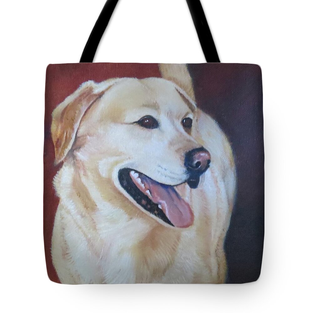 Labrador Retriever Tote Bag featuring the painting Buddy by Sharon Schultz