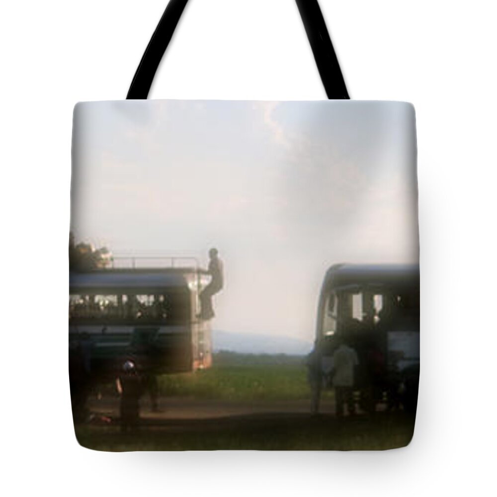 Bus Tote Bag featuring the photograph Bus Stop by Al Harden