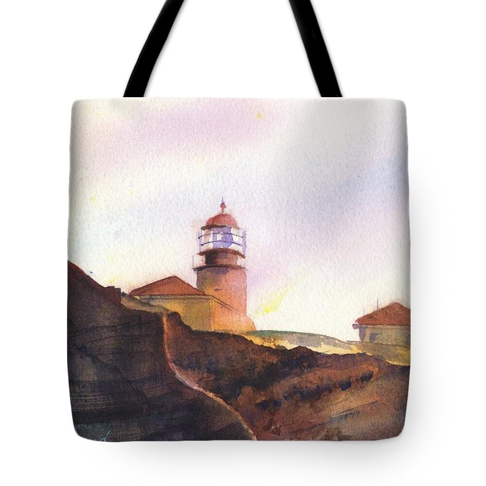 Cabo San Vicente Tote Bag featuring the painting Cabo San Vicente by Amanda Amend