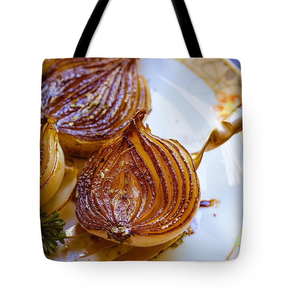 Onions Tote Bag featuring the photograph Caramelized balsamic onions #2 by Edward Fielding
