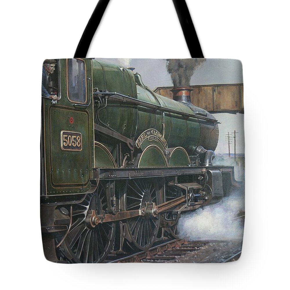 Steam Train Tote Bag featuring the painting Castle class 4.6.0. by Mike Jeffries