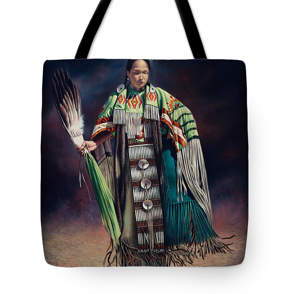 Native-american Tote Bag featuring the painting Ceremonial Rhythm #1 by Ricardo Chavez-Mendez