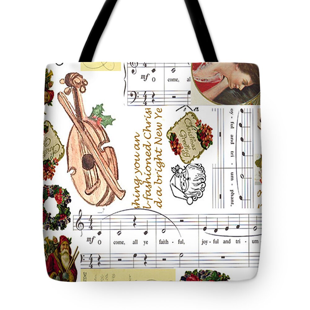 Christmas Tote Bag featuring the digital art Christmas Collage by Sandy McIntire
