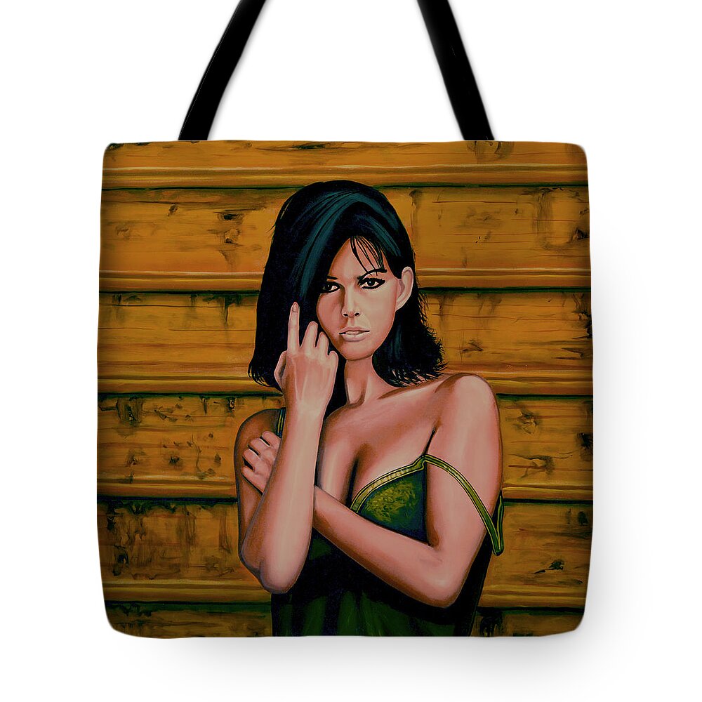 Claudia Cardinale Tote Bag featuring the painting Claudia Cardinale Painting by Paul Meijering