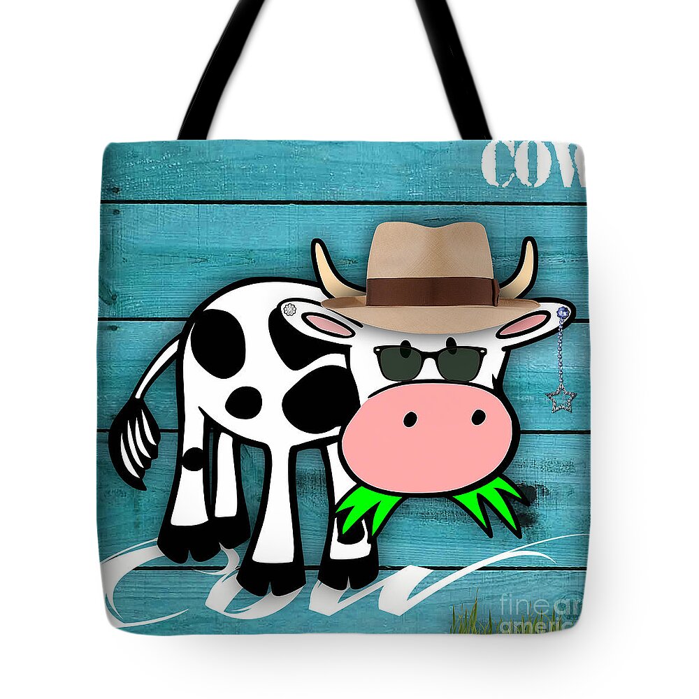 Cow. Cow Art Tote Bag featuring the mixed media Cool Cow Collection #1 by Marvin Blaine