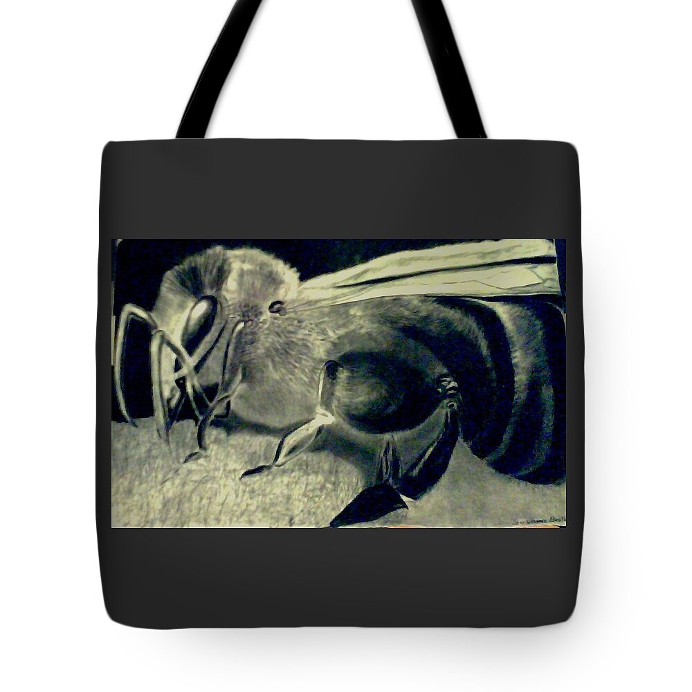 Bee Tote Bag featuring the drawing Daddy's Baby Bee by Suzanne Berthier