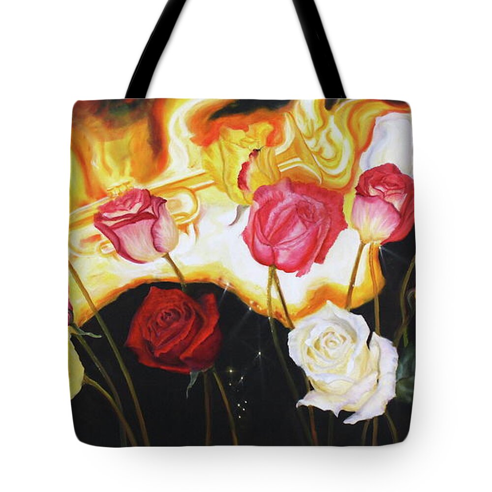 Roses Tote Bag featuring the painting Death Swallowed up in Victory by Jeanette Sthamann