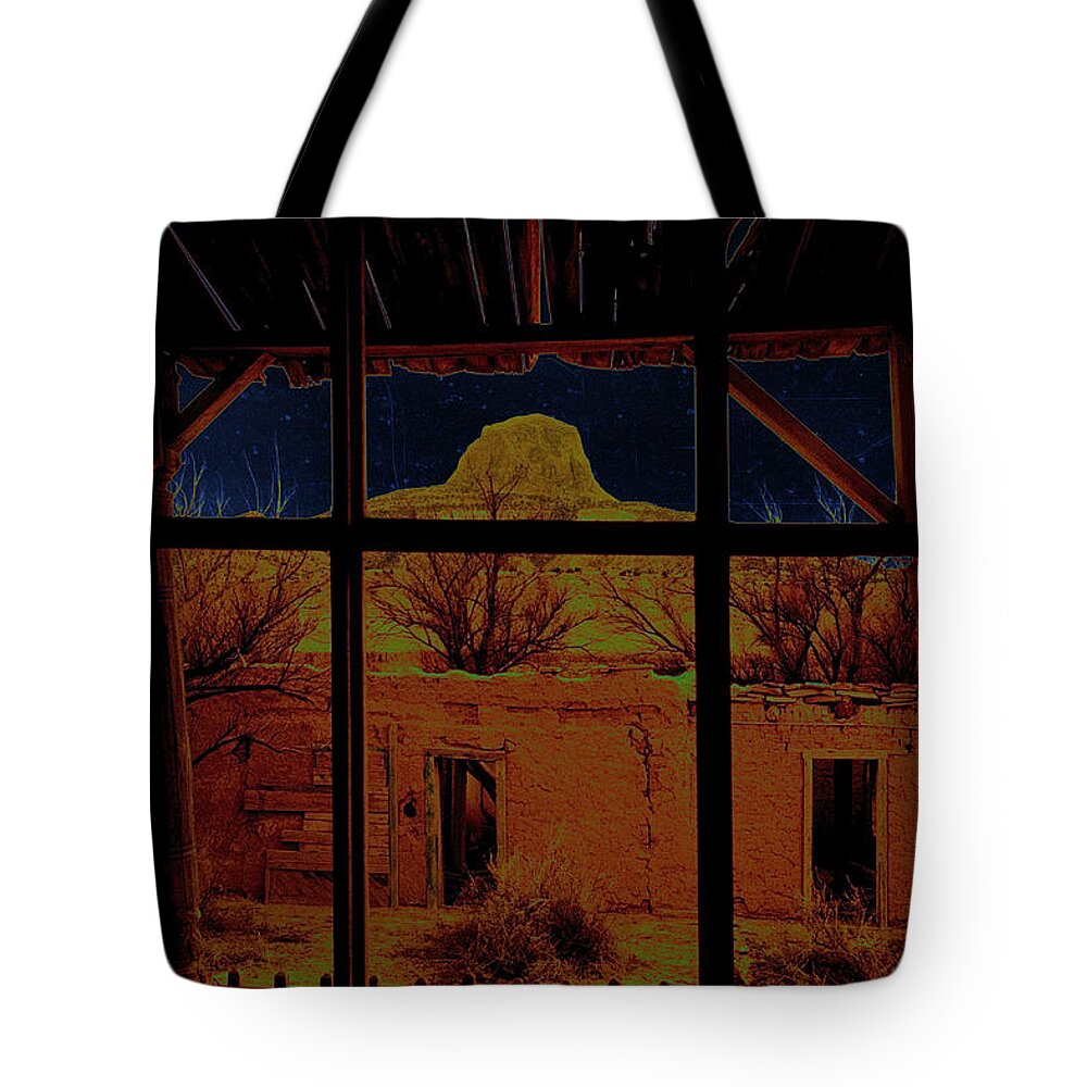 Desert Trail Homage 1936 Cabezon Peak Ghost Town Cabezon New Mexico 1971 Tote Bag featuring the photograph Desert Trail Homage 1936 Cabezon Peak Ghost Town Cabezon New Mexico 1971 #1 by David Lee Guss