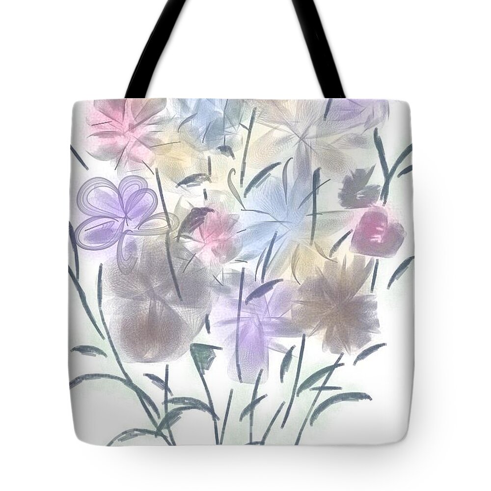 Flowers Tote Bag featuring the digital art Digital Act XVI #2 by Ania M Milo
