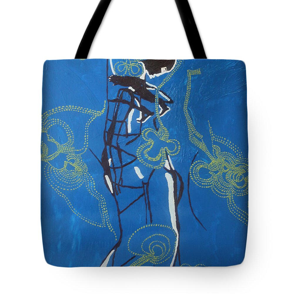 Jesus Tote Bag featuring the painting Dinka Painted Lady - South Sudan #1 by Gloria Ssali
