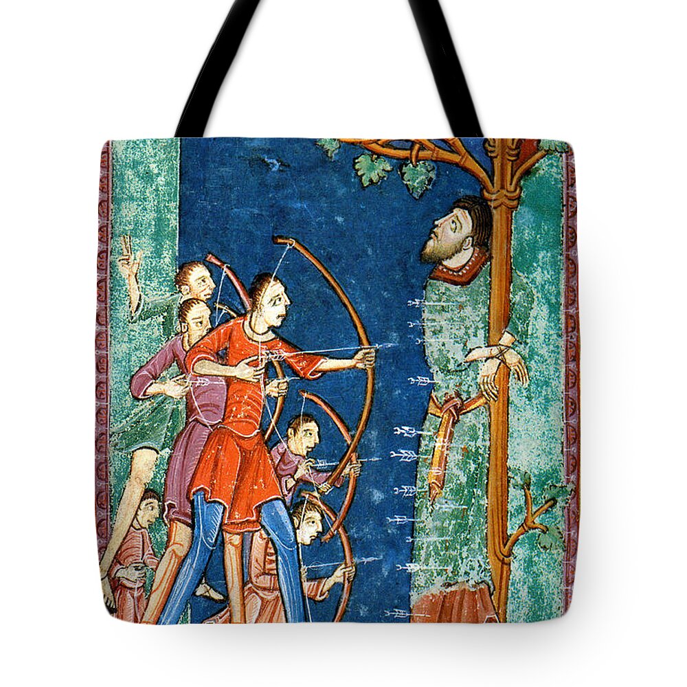 History Tote Bag featuring the photograph Edmund The Martyr, King Of East Anglia by Photo Researchers