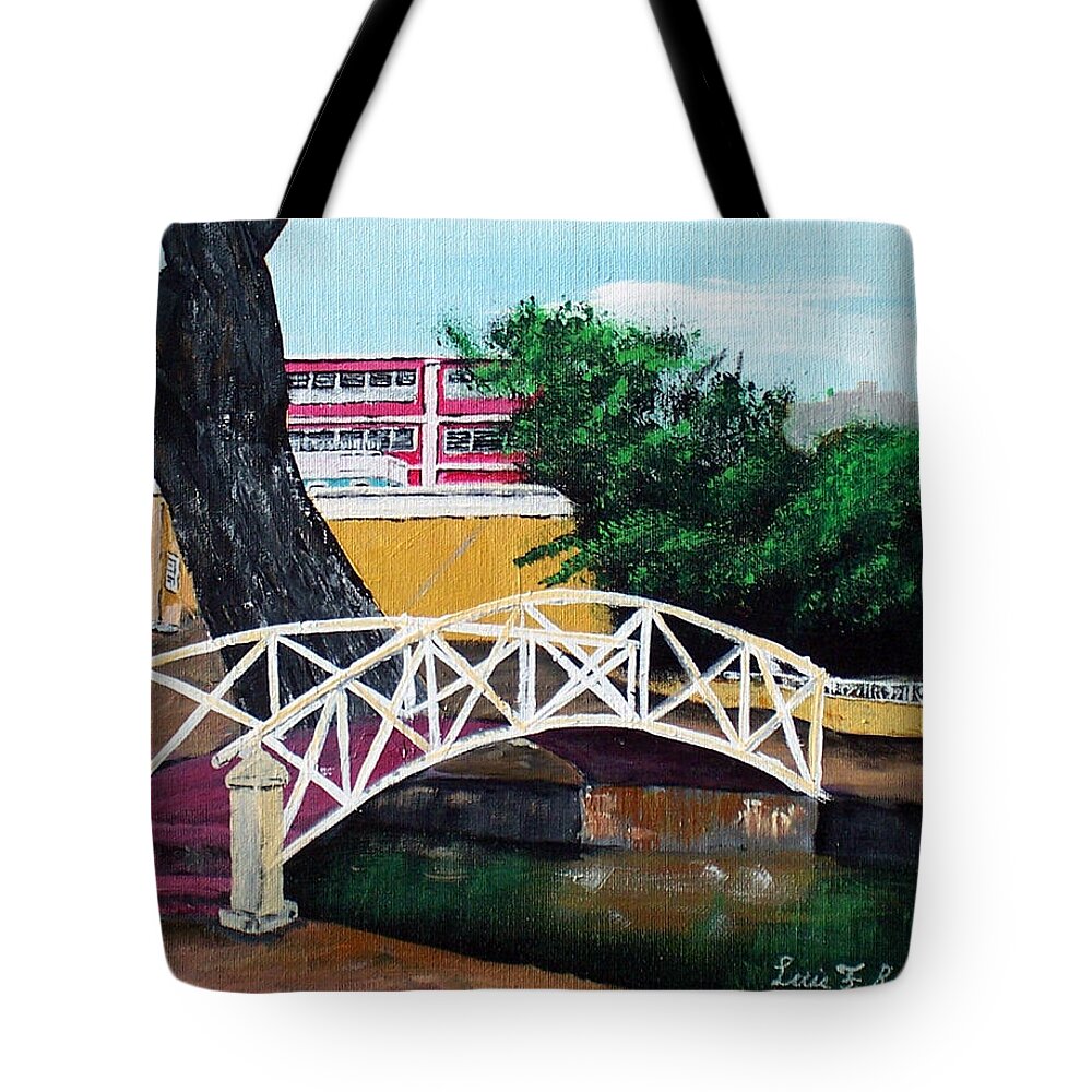 Park In Aguadilla Tote Bag featuring the painting El Parterre #2 by Luis F Rodriguez
