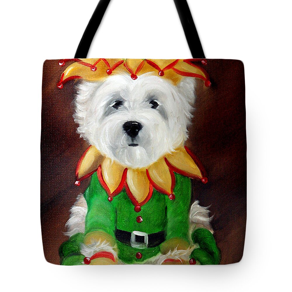 Elf Tote Bag featuring the painting Elf #1 by Mary Sparrow