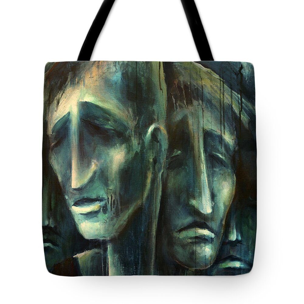 Portrait Tote Bag featuring the painting 'endless' by Michael Lang