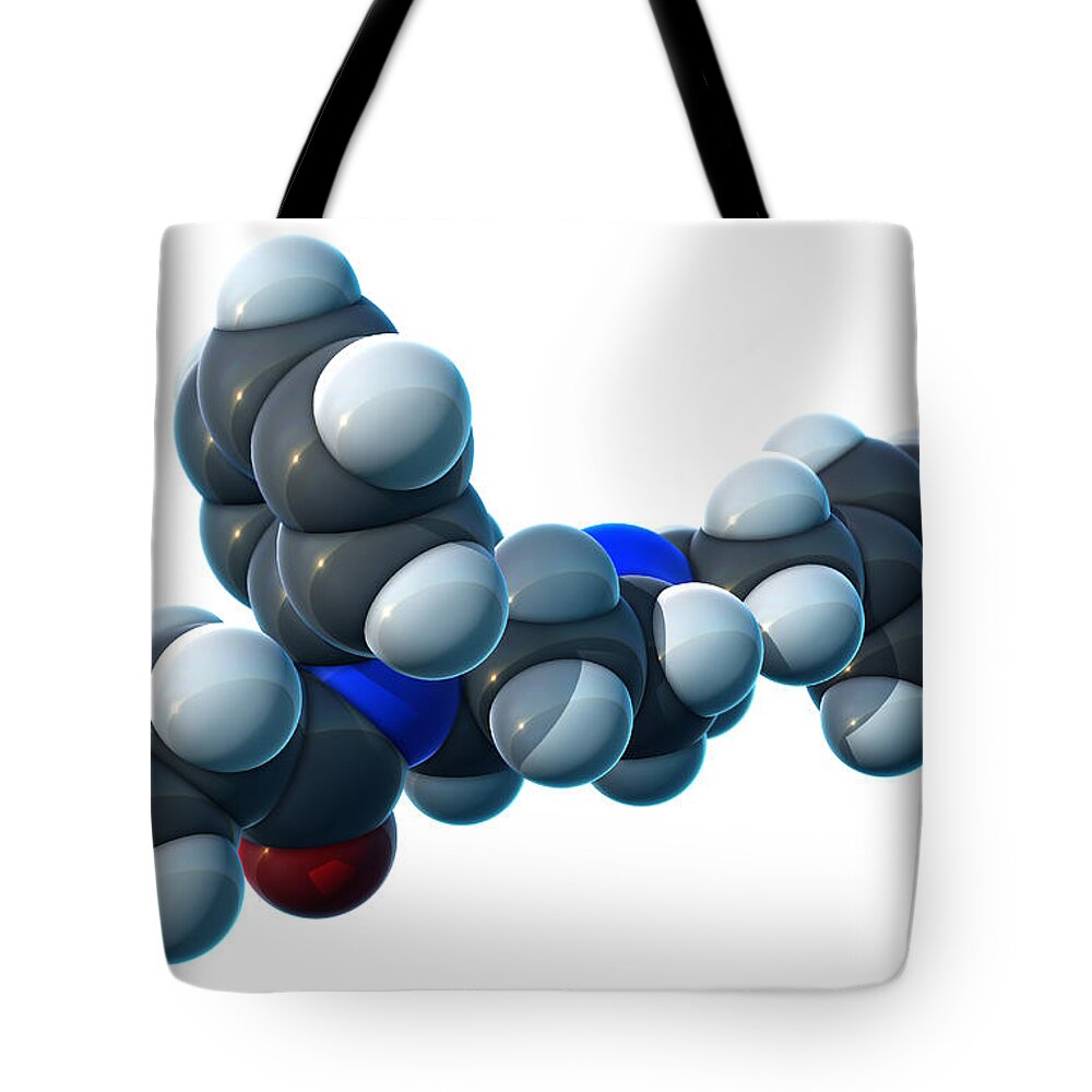 Fentanil Tote Bag featuring the photograph Fentanyl, Molecular Model by Evan Oto