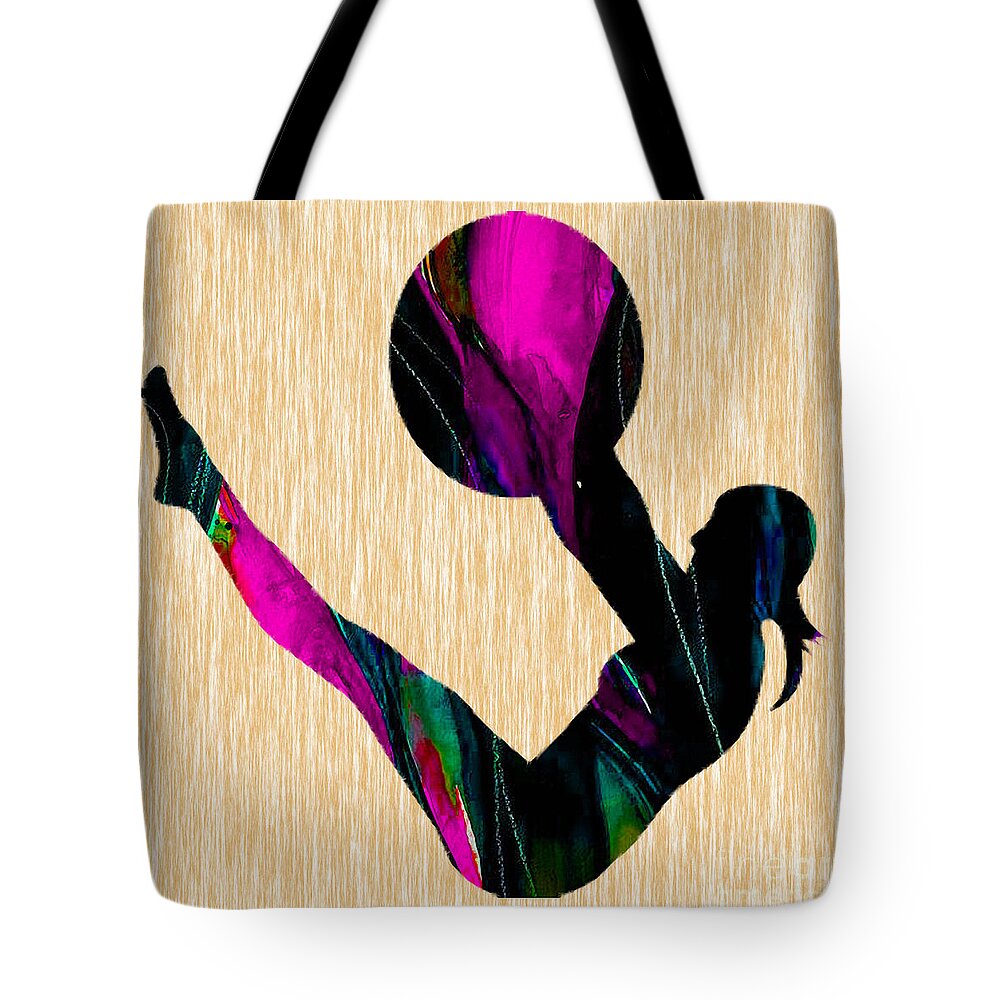 Fitness Tote Bag featuring the mixed media Fitness Ball #1 by Marvin Blaine