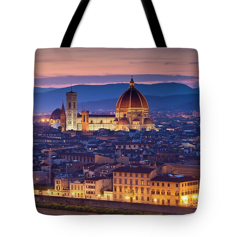 Built Structure Tote Bag featuring the photograph Florence Catherdral Duomo And City From #1 by Richard I'anson