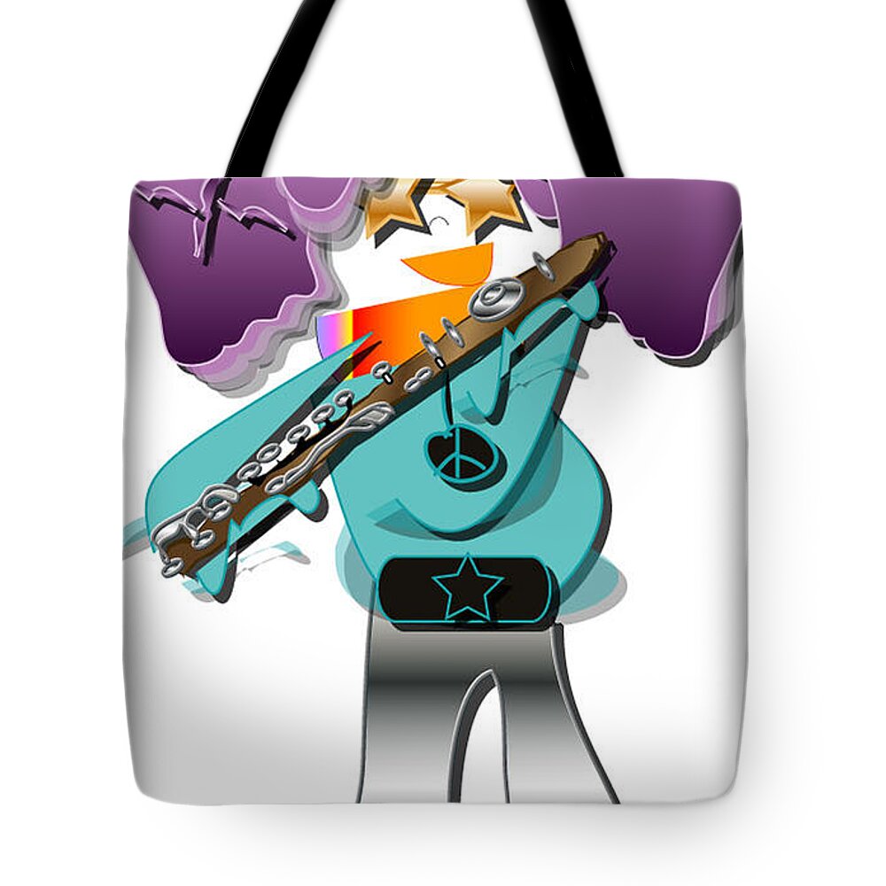 Music Tote Bag featuring the digital art Flute Player #1 by Marvin Blaine