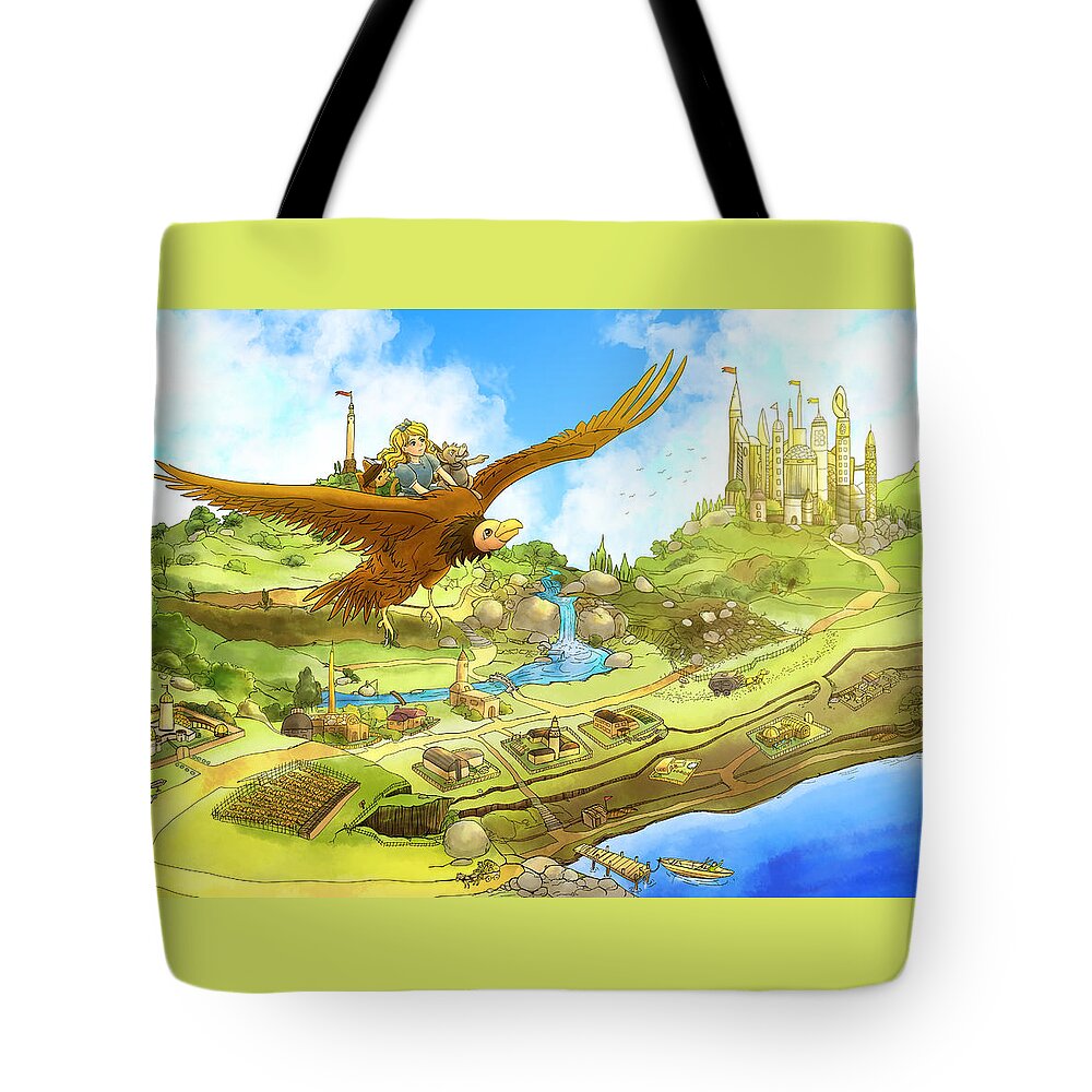 Gold Tote Bag featuring the painting Flying on Polly over Capira #2 by Reynold Jay