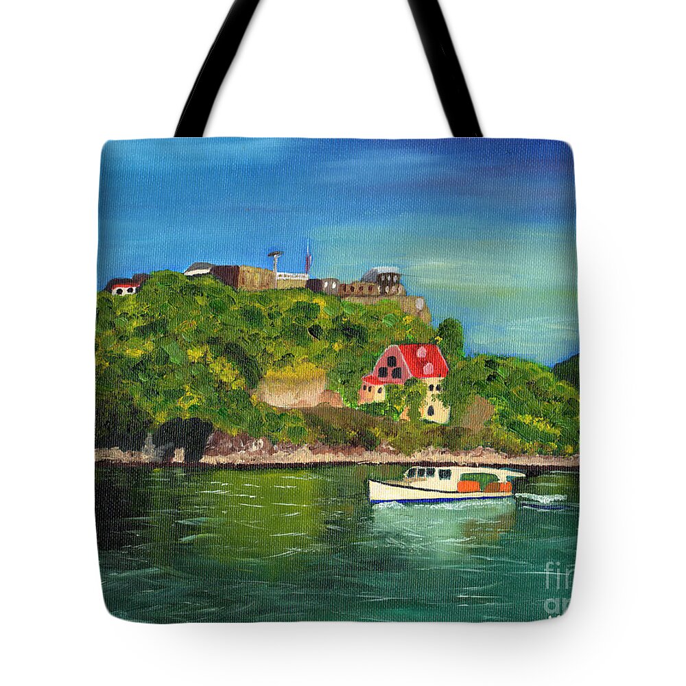 Fort George Tote Bag featuring the painting Fort George Grenada by Laura Forde