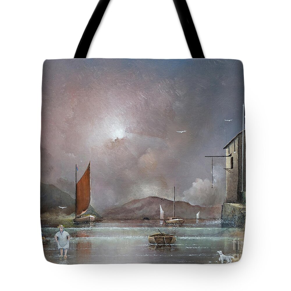 Countryside Tote Bag featuring the painting Fowey Cornwall England by Ken Wood