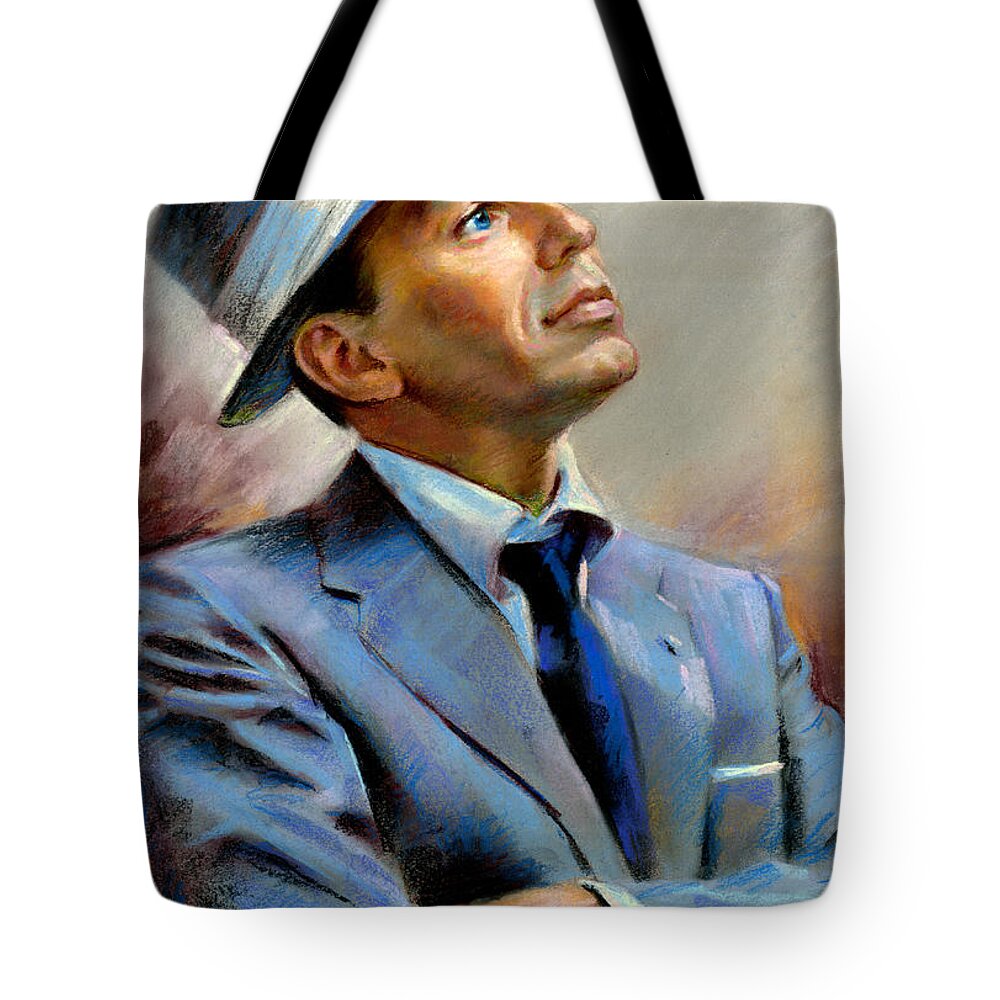 Francis Frank Sinatra Tote Bag featuring the pastel Frank Sinatra by Ylli Haruni