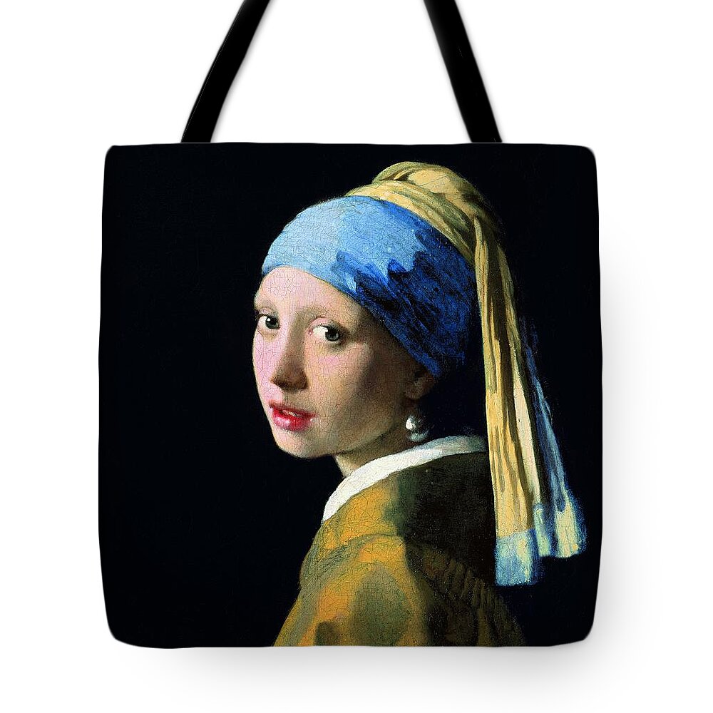 Johannes Vermeer Tote Bag featuring the painting Girl With A Pearl Earring by Jan Vermeer