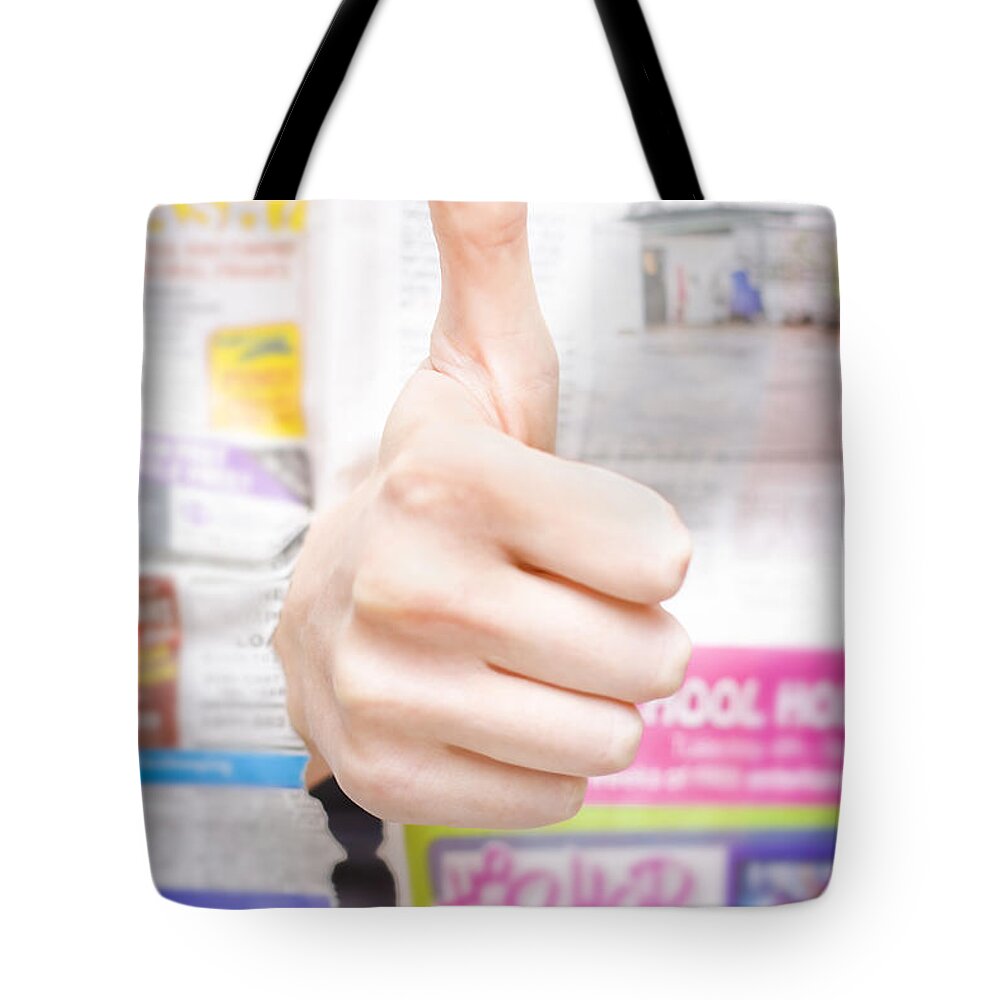 Good Tote Bag featuring the photograph Good News Or Thumbs Up Review by Jorgo Photography