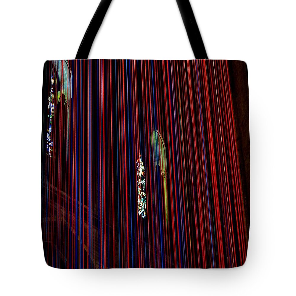 Grace Cathedral Tote Bag featuring the photograph Grace Cathedral with Ribbons by Dean Ferreira