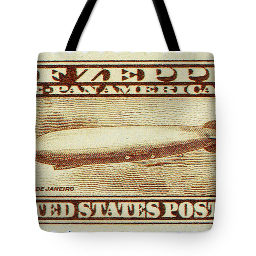 Philately Tote Bag featuring the photograph Graf Zeppelin, U.s. Postage Stamp, 1930 by Science Source