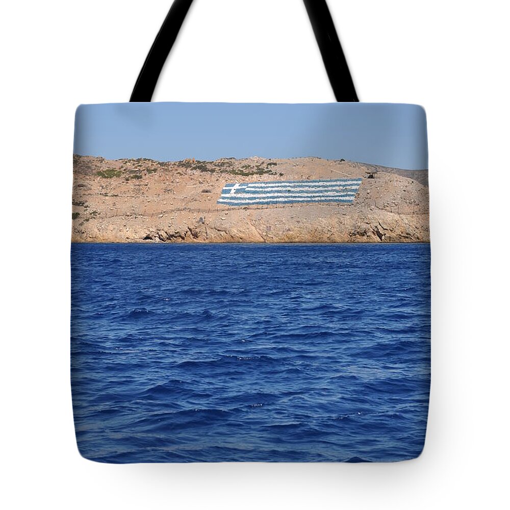 Greek Tote Bag featuring the photograph Greece flag #1 by Luis Alvarenga