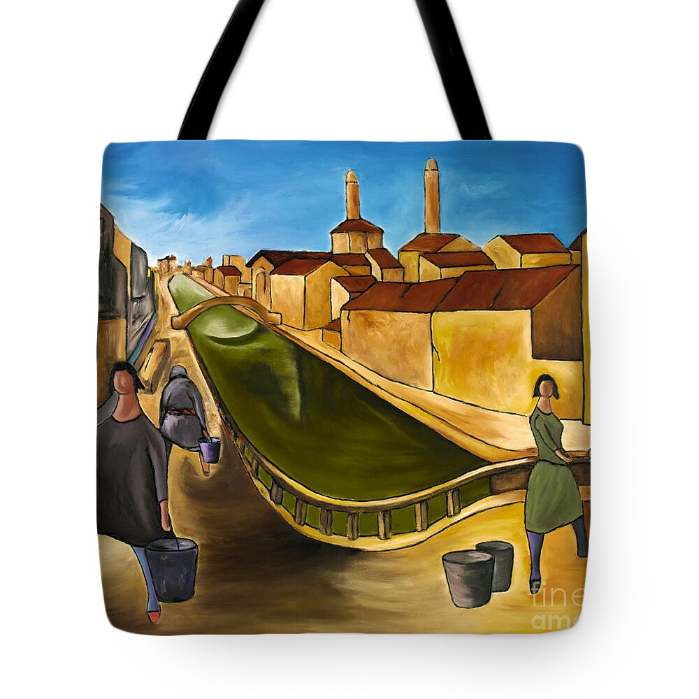 Green Canals Tote Bag featuring the painting Green Canals #2 by William Cain