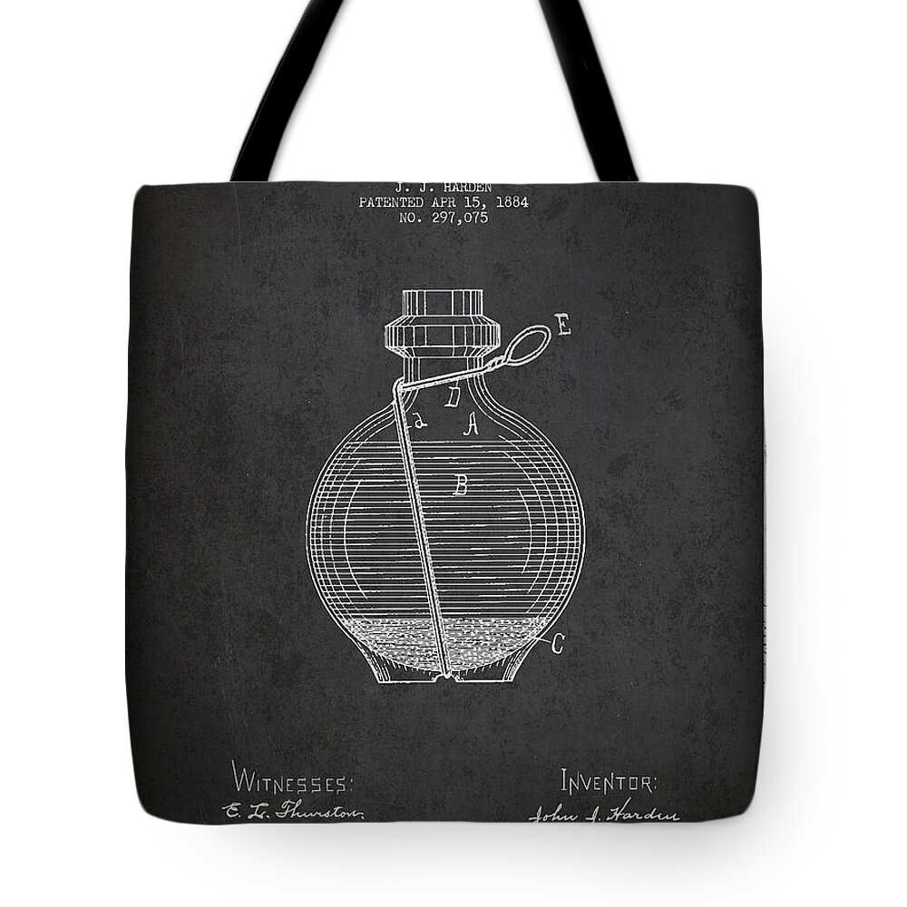 Grenade Tote Bag featuring the digital art Hand Grenade Patent Drawing from 1884 #1 by Aged Pixel