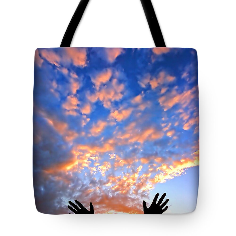 Active Tote Bag featuring the photograph Hands up to the sky showing happiness #1 by Michal Bednarek