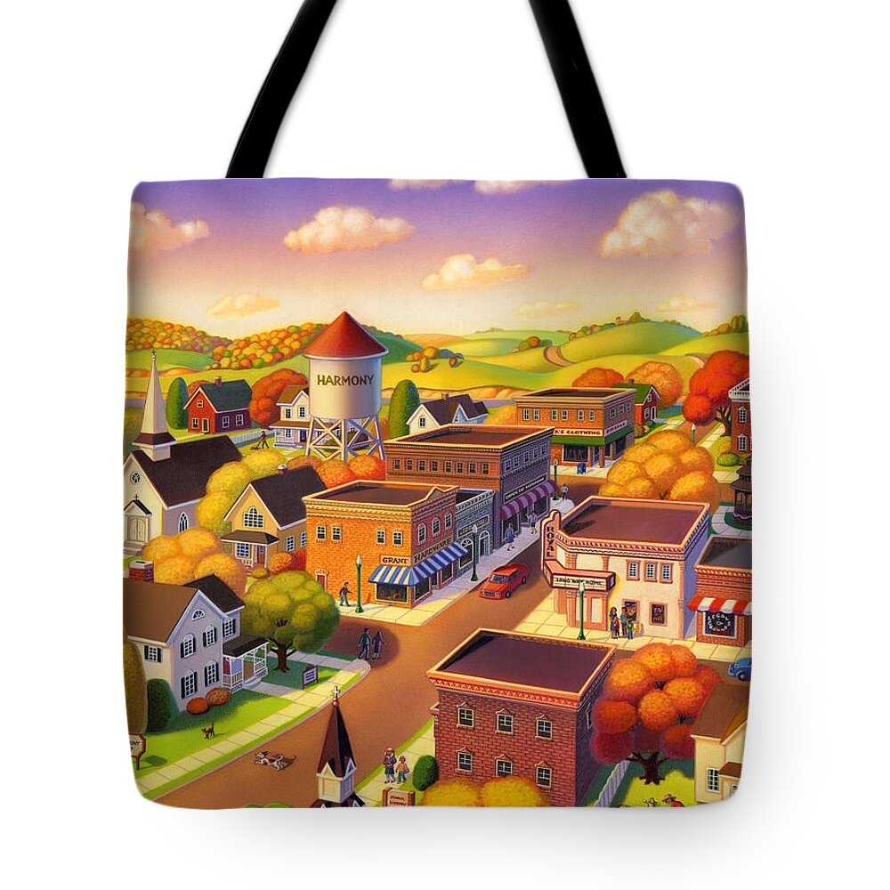 Americana Tote Bag featuring the painting Harmony Town by Robin Moline