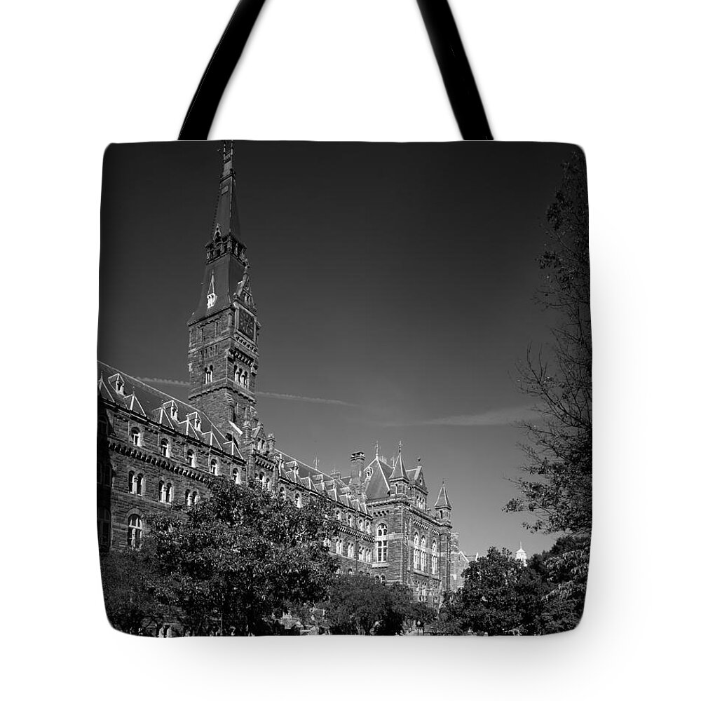 Healy Hall Tote Bag featuring the photograph Healy Hall on the Campus of Georgetown University by Mountain Dreams
