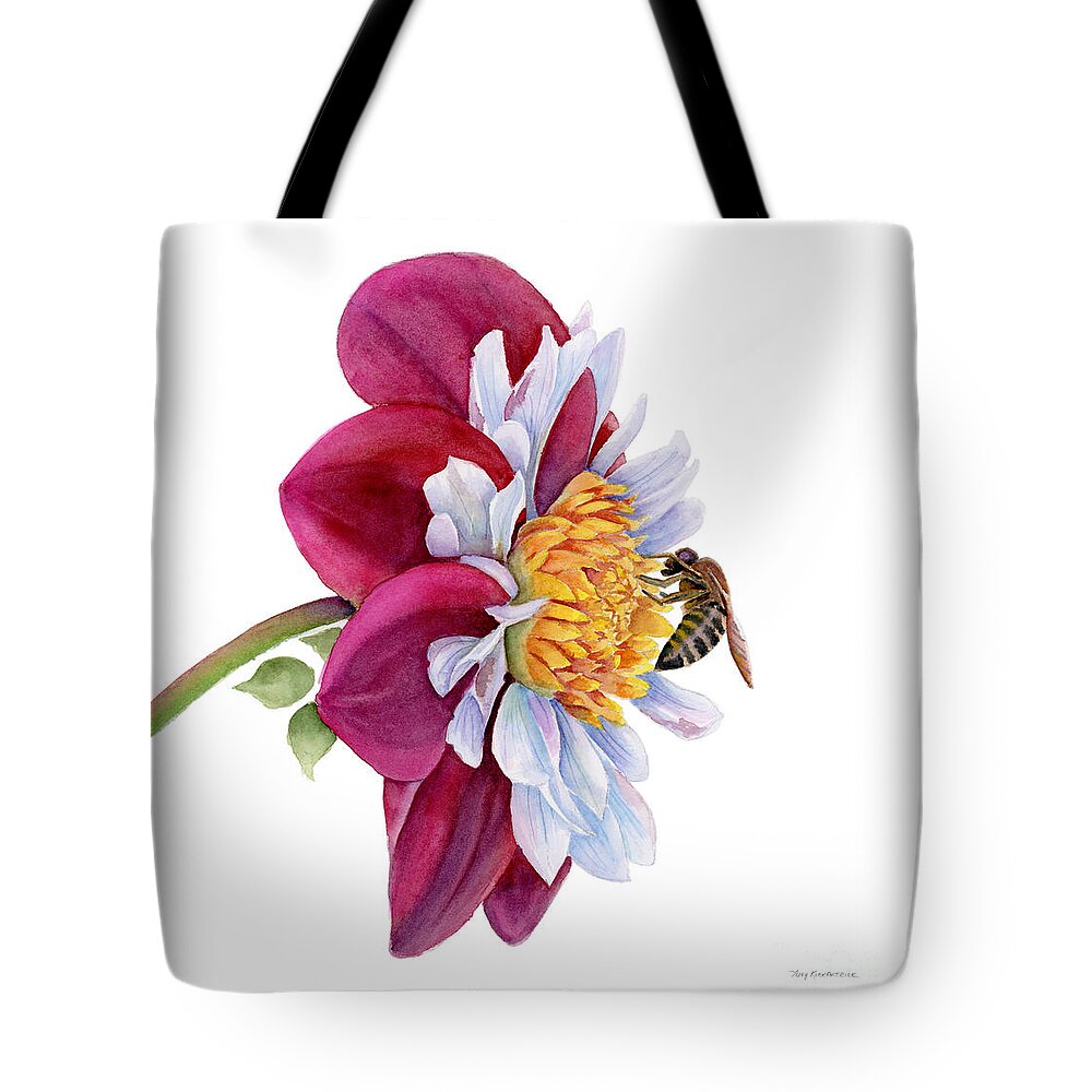 Pink Dahlia Tote Bag featuring the painting Hello My Flower #1 by Amy Kirkpatrick