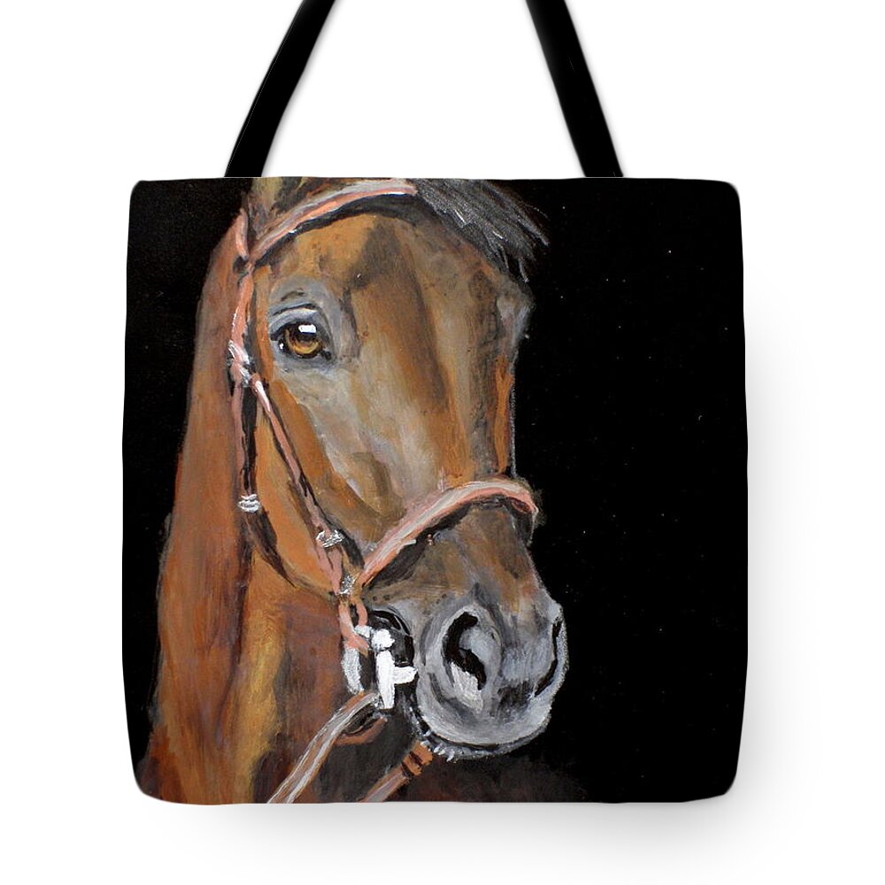 Thoroughbred Tote Bag featuring the painting Henry #1 by Carol Russell