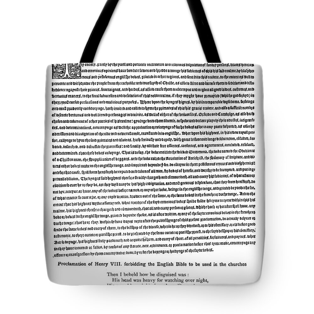 1530 Tote Bag featuring the painting Henry Viii Proclamation #1 by Granger