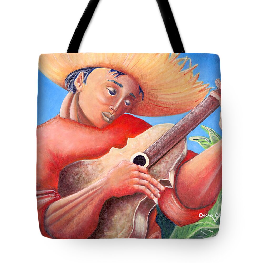 Puerto Rico Tote Bag featuring the painting Hidalgo Campesino by Oscar Ortiz
