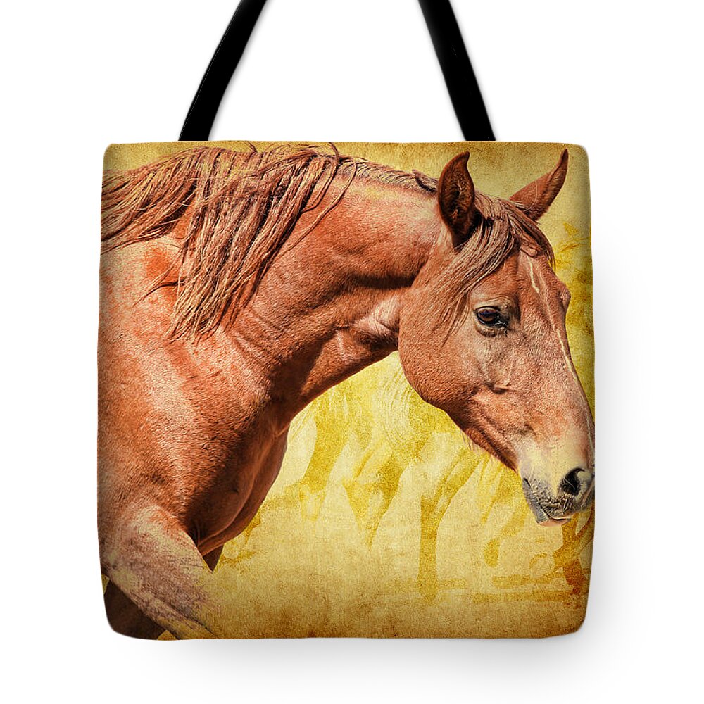 Wild Horses Tote Bag featuring the photograph Horses #2 by Steve McKinzie