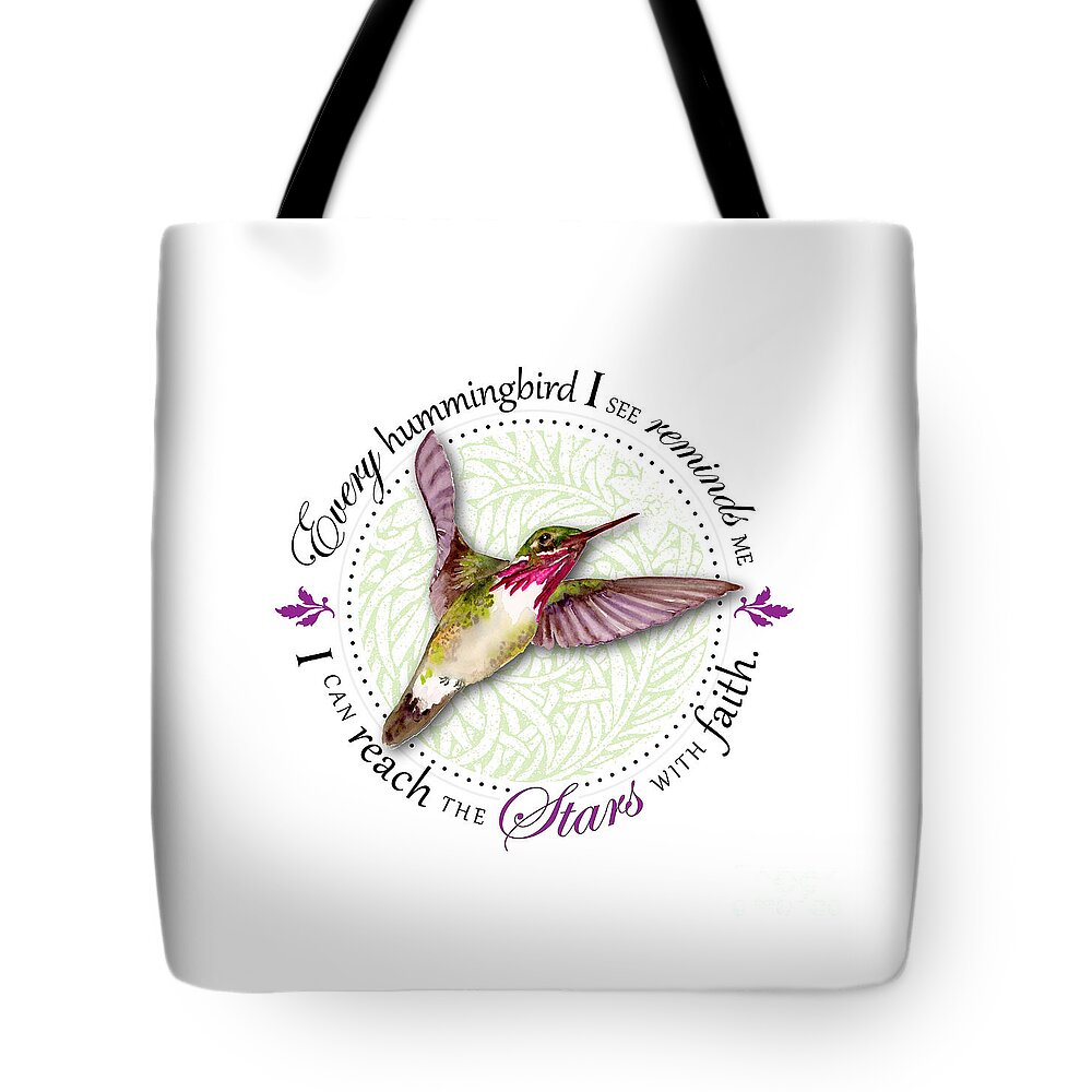 Bird Tote Bag featuring the painting I can reach the stars with faith by Amy Kirkpatrick
