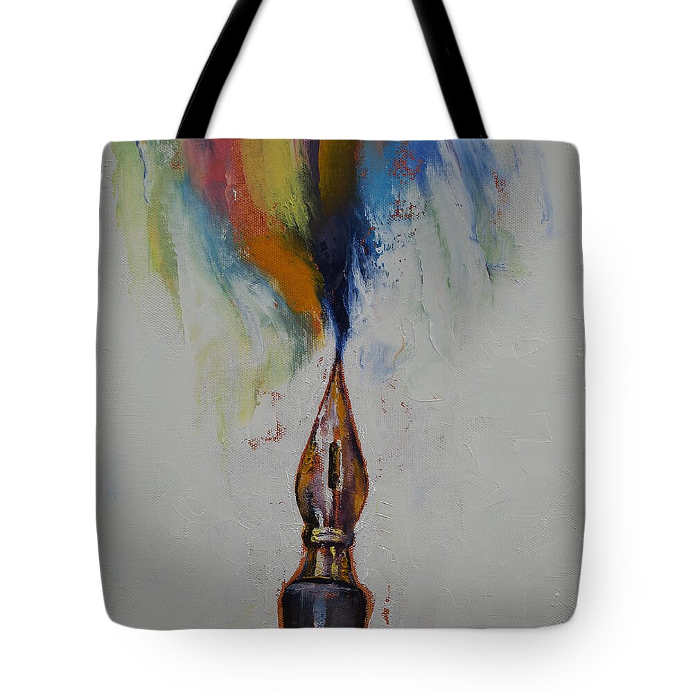 Fountain Pen Tote Bag featuring the painting Ink by Michael Creese