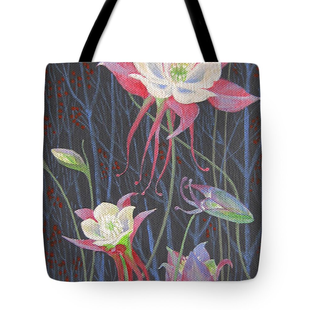 Flowers Tote Bag featuring the painting Japanese Flowers #1 by Marina Gnetetsky