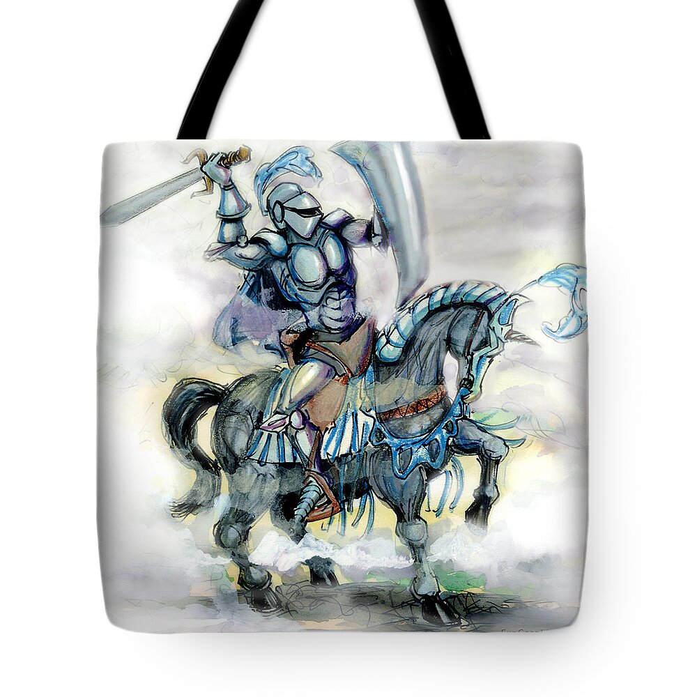 Knight Tote Bag featuring the digital art Knight by Kevin Middleton