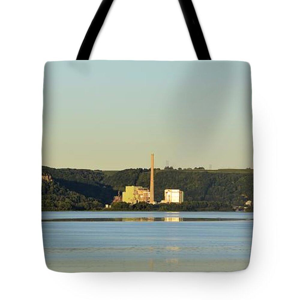 Lansing Tote Bag featuring the photograph Lansing Iowa Power Plant #1 by Bonfire Photography