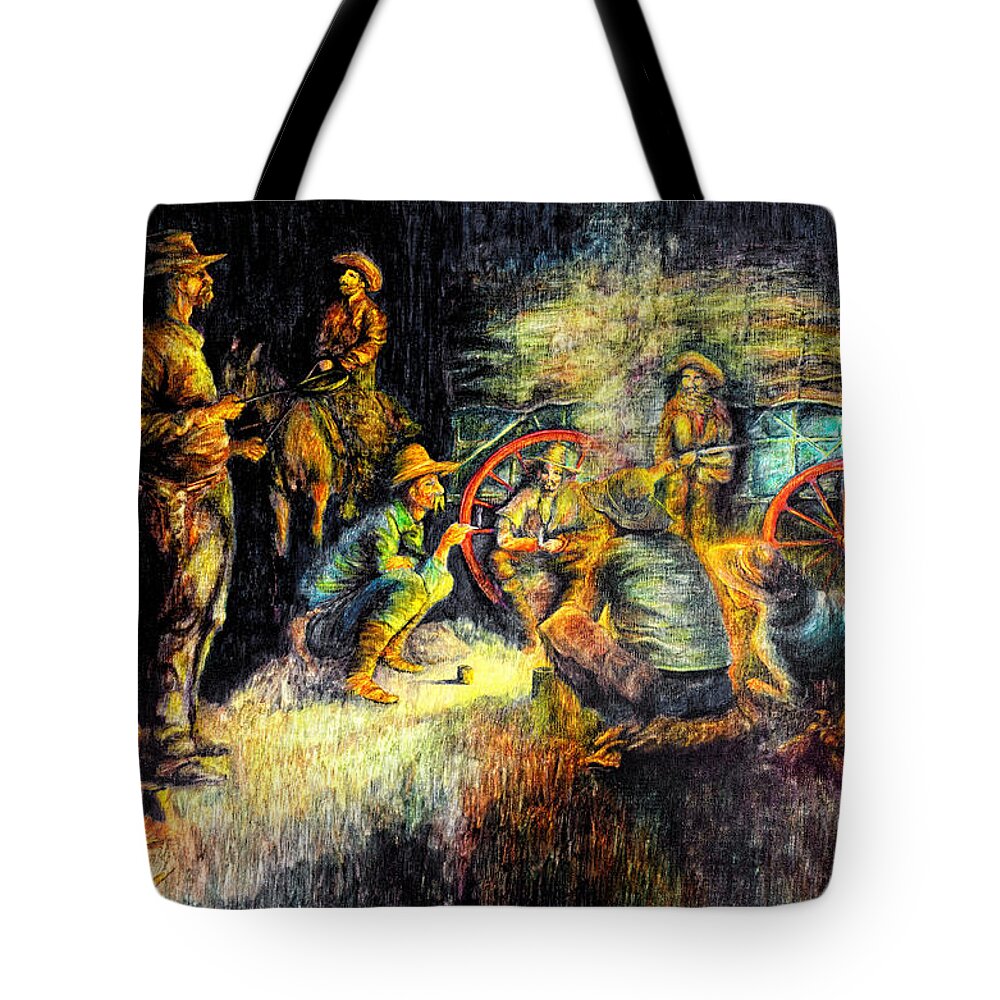 Texas Tote Bag featuring the drawing Late Dinner by Erich Grant