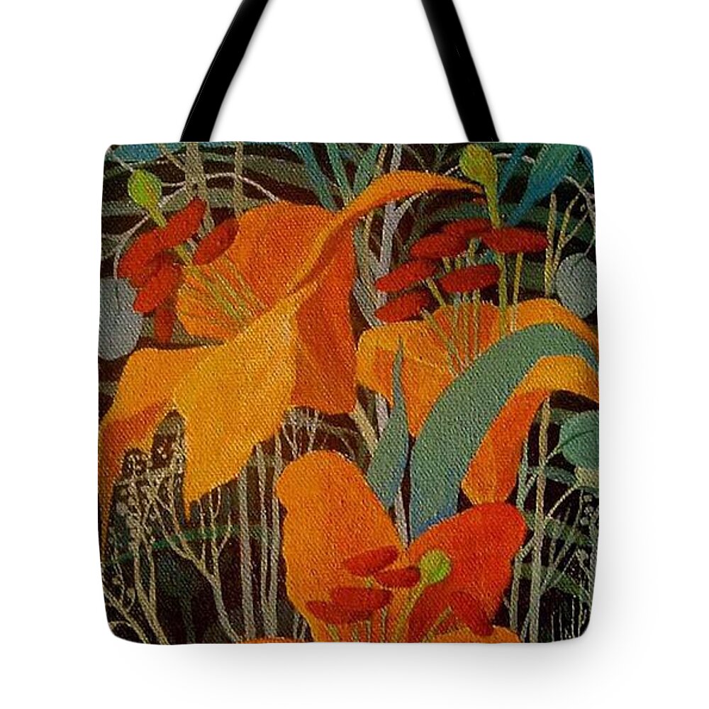 Lilies Tote Bag featuring the painting Lilies #1 by Marina Gnetetsky