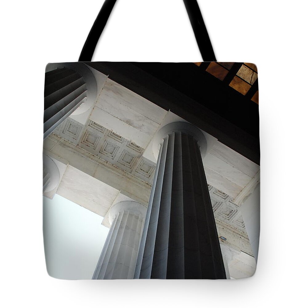 Washington Tote Bag featuring the photograph Lincoln Stained Glass and Columns #3 by Kenny Glover
