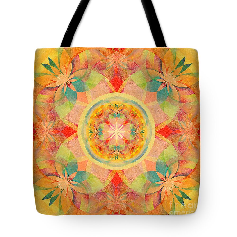 Abstract Tote Bag featuring the digital art Lotus Mandala #1 by Klara Acel